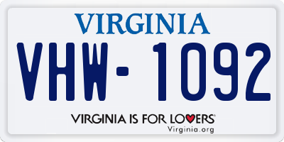 VA license plate VHW1092