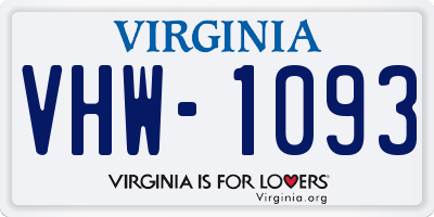VA license plate VHW1093