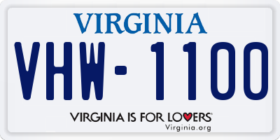 VA license plate VHW1100