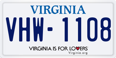 VA license plate VHW1108