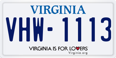 VA license plate VHW1113