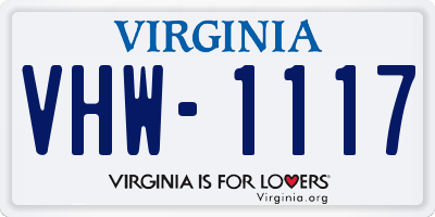 VA license plate VHW1117