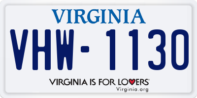 VA license plate VHW1130