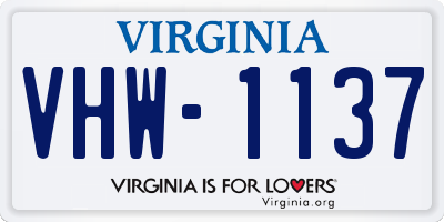 VA license plate VHW1137
