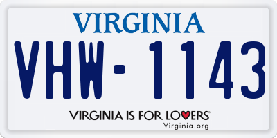 VA license plate VHW1143