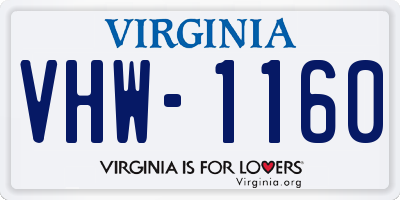 VA license plate VHW1160