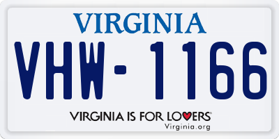 VA license plate VHW1166