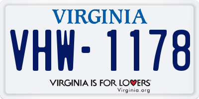 VA license plate VHW1178
