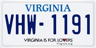VA license plate VHW1191