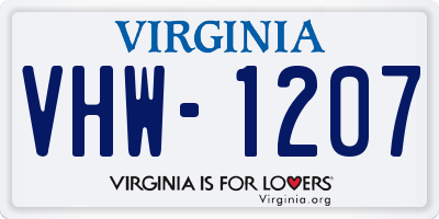 VA license plate VHW1207