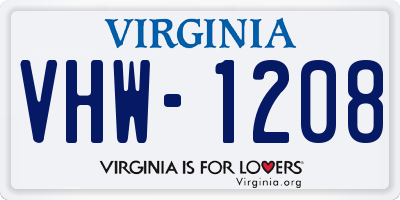 VA license plate VHW1208