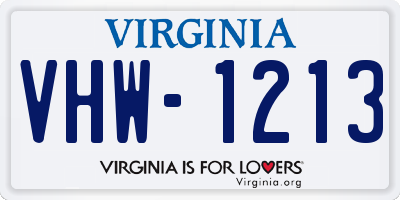 VA license plate VHW1213
