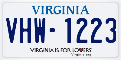 VA license plate VHW1223