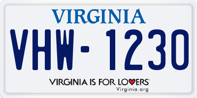 VA license plate VHW1230