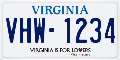 VA license plate VHW1234