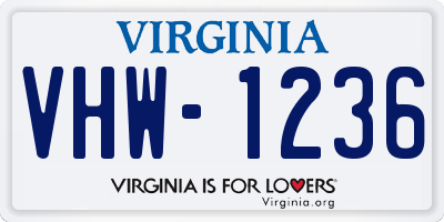 VA license plate VHW1236