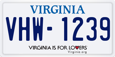 VA license plate VHW1239