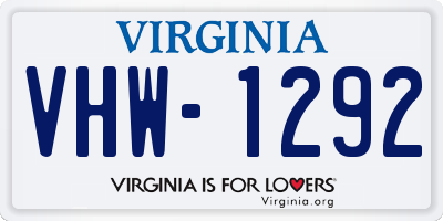 VA license plate VHW1292