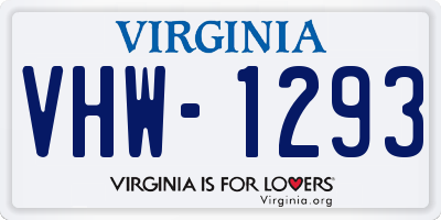 VA license plate VHW1293