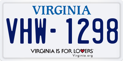 VA license plate VHW1298