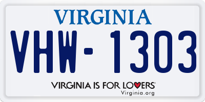 VA license plate VHW1303