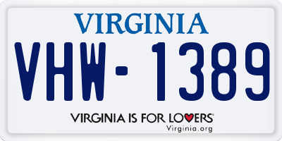 VA license plate VHW1389