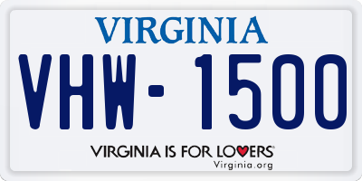 VA license plate VHW1500
