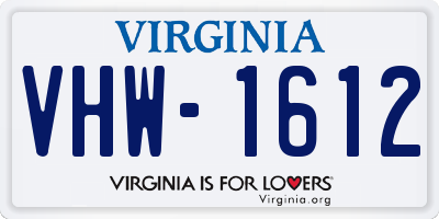 VA license plate VHW1612
