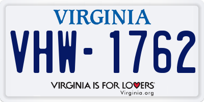 VA license plate VHW1762