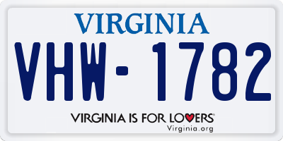 VA license plate VHW1782