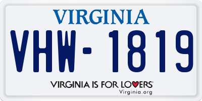 VA license plate VHW1819