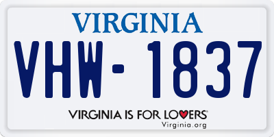 VA license plate VHW1837