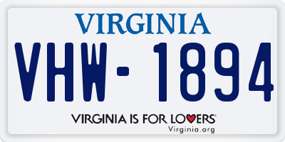 VA license plate VHW1894