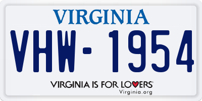 VA license plate VHW1954