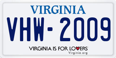 VA license plate VHW2009