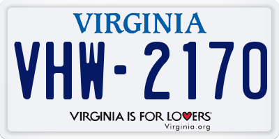 VA license plate VHW2170
