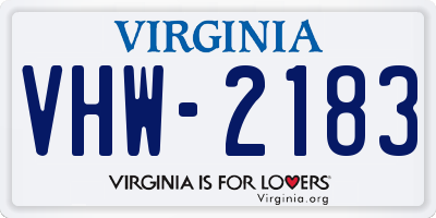 VA license plate VHW2183