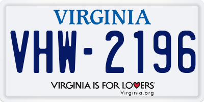 VA license plate VHW2196