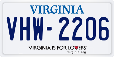 VA license plate VHW2206