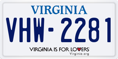 VA license plate VHW2281