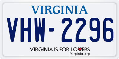 VA license plate VHW2296