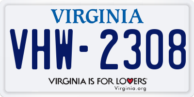 VA license plate VHW2308