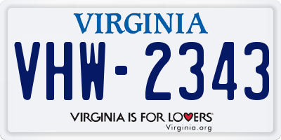 VA license plate VHW2343