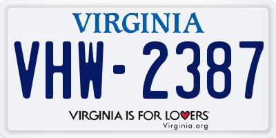 VA license plate VHW2387