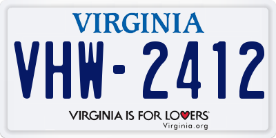 VA license plate VHW2412
