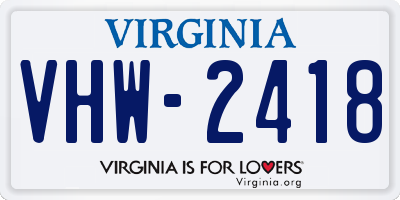 VA license plate VHW2418