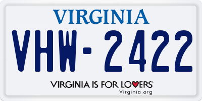 VA license plate VHW2422