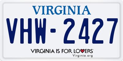 VA license plate VHW2427