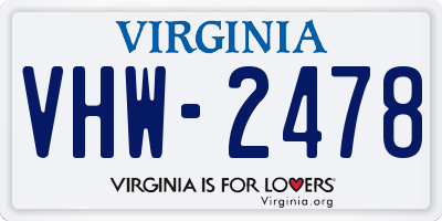 VA license plate VHW2478