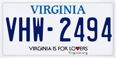 VA license plate VHW2494